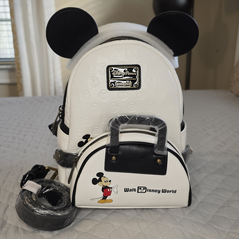 Disney White and Black Mickey Mouse Mini Backpack - Picture 8 of 8